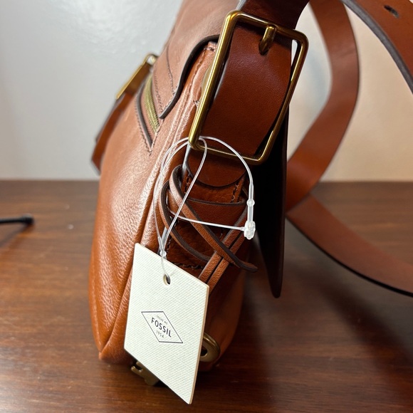 Fossil Carmel Brown Leather Crossbody Bag - Picture 7 of 12